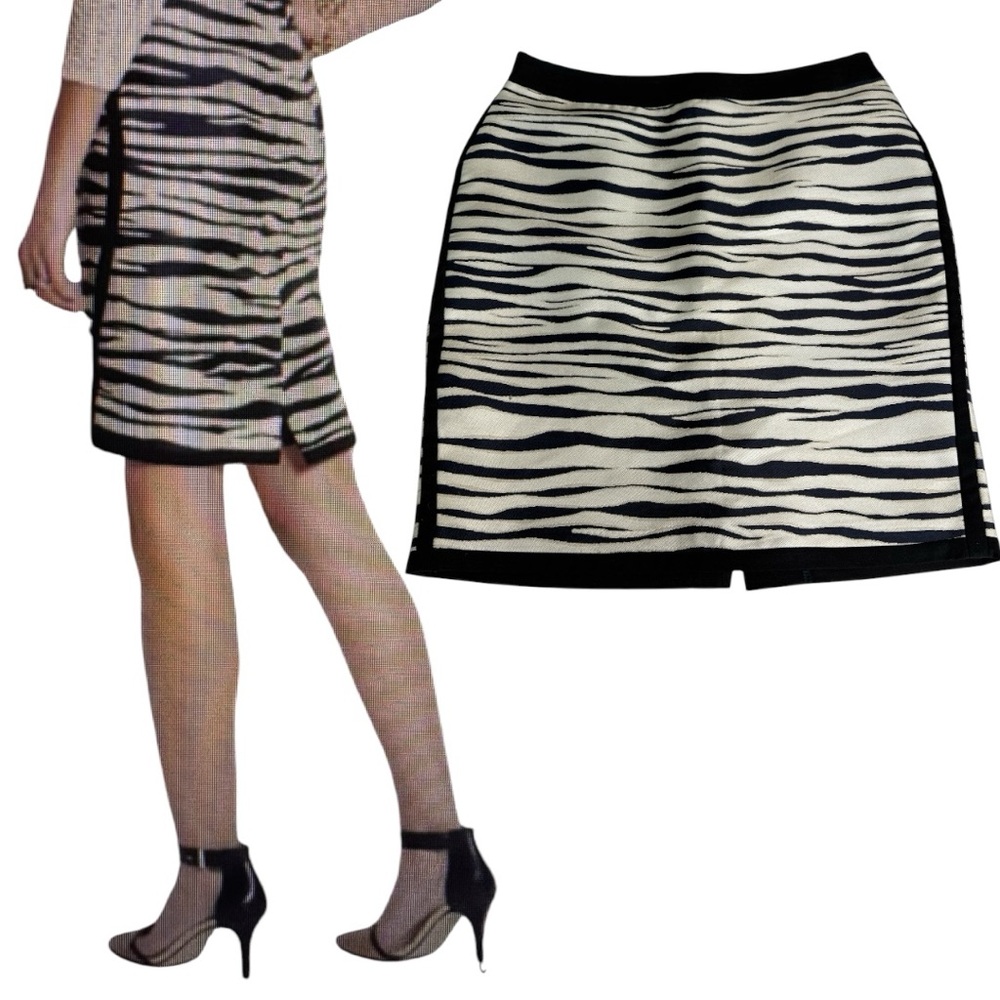Ann Taylor Zebra Navy, Blue & Black Pencil Skirt Size 8 Petite